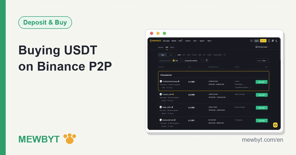 Cover image for the Binance P2P USDT buying guide