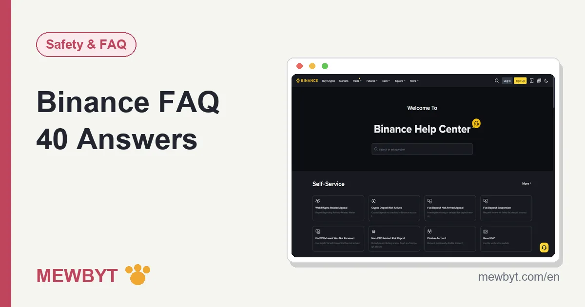 Cover image for the Binance beginner FAQ